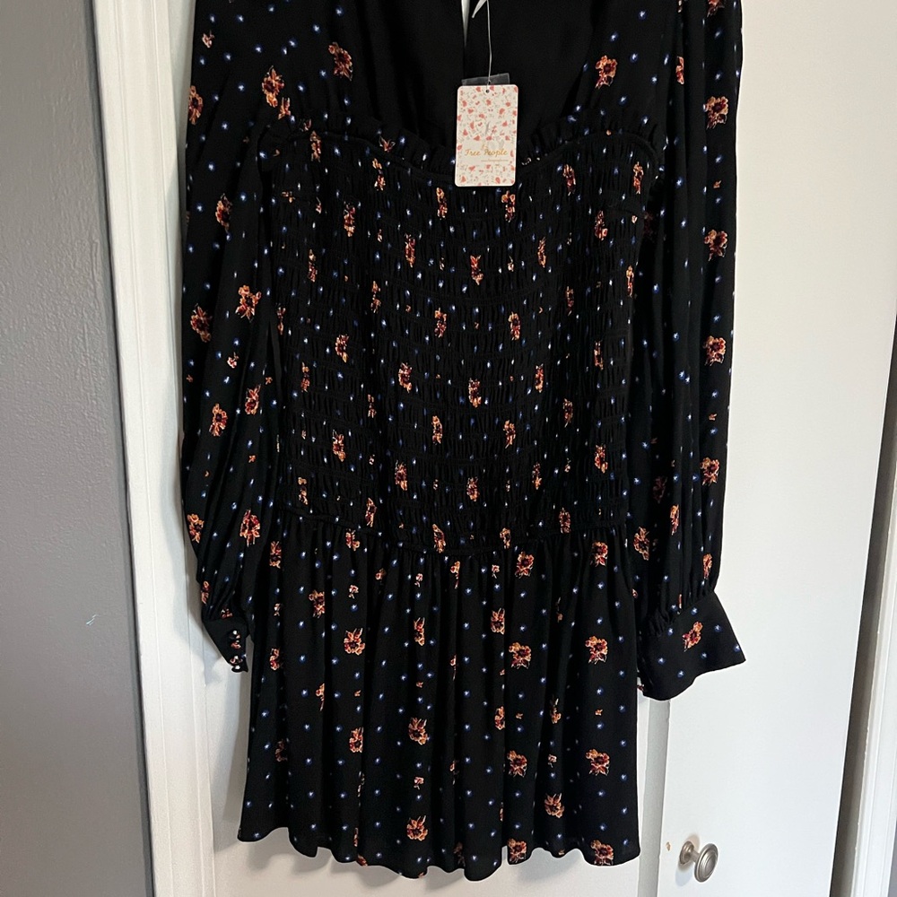 Free People Black Dress with Floral Accents